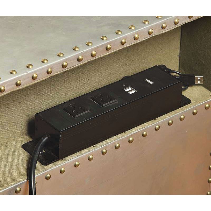 ACME Brancaster Nightstand w/USB, Aluminum