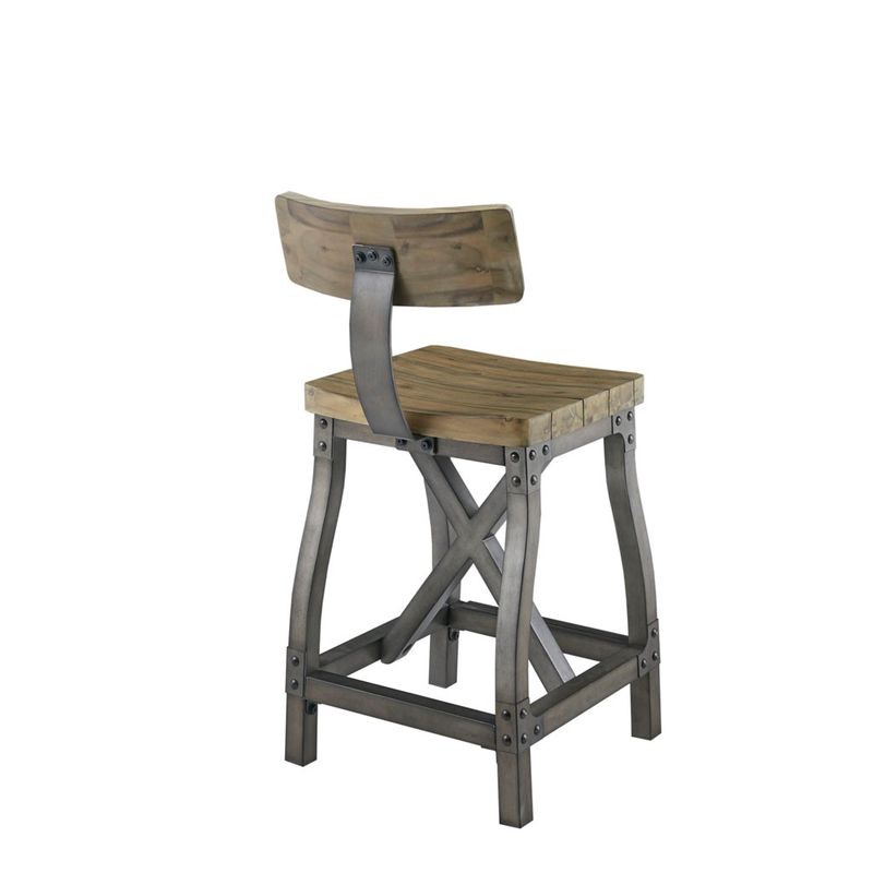 Tatum Oak/Silver Counter Stool with Back