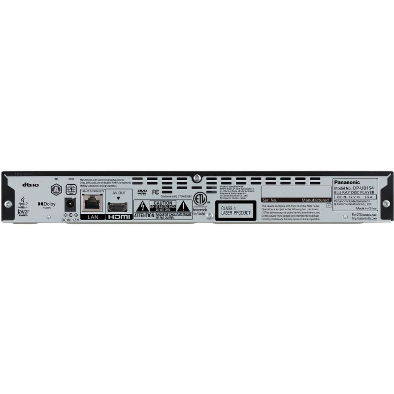 Panasonic - 4K Ultra HD Dolby Atmos Audio DVD/CD/3D Blu-Ray Player, DP-UB154P-K - Black