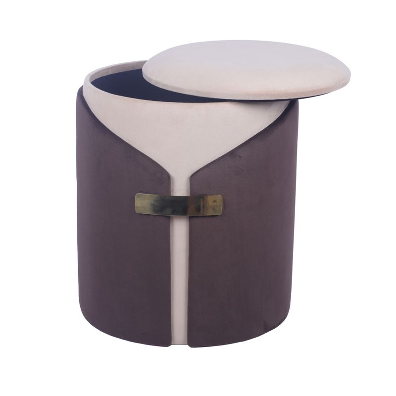 Techni Home Two-Toned Vanity Stool Ottoman with Storage