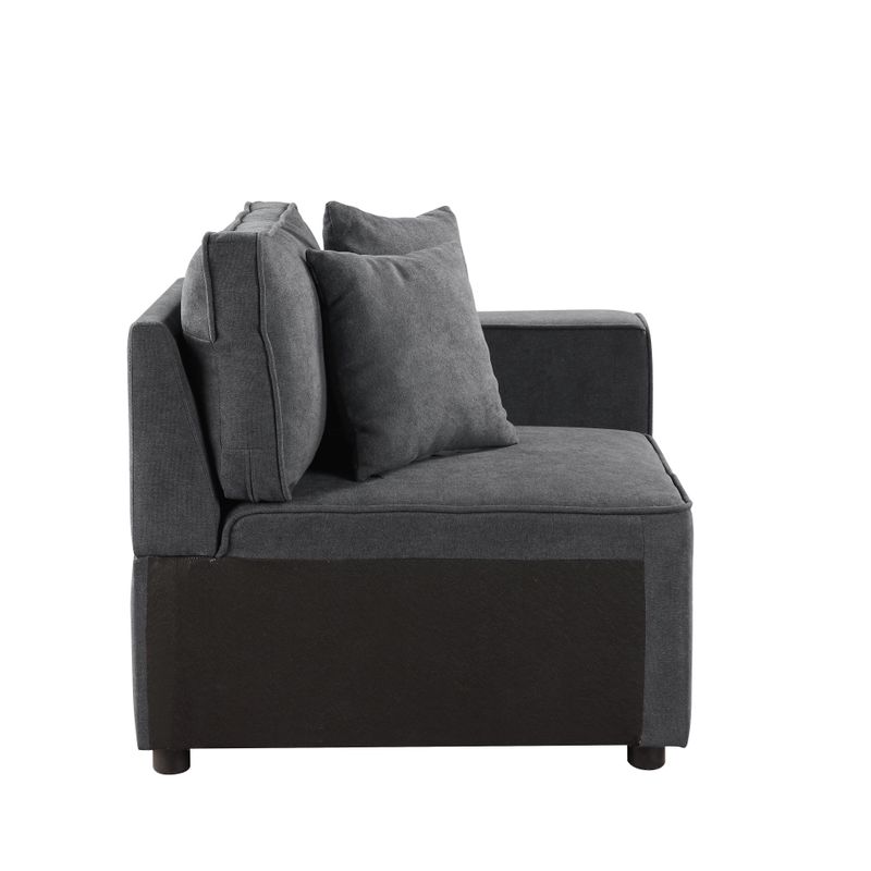 ACME Silvester Modular - Right Facing Chair w/2 Pillows, Gray Fabric