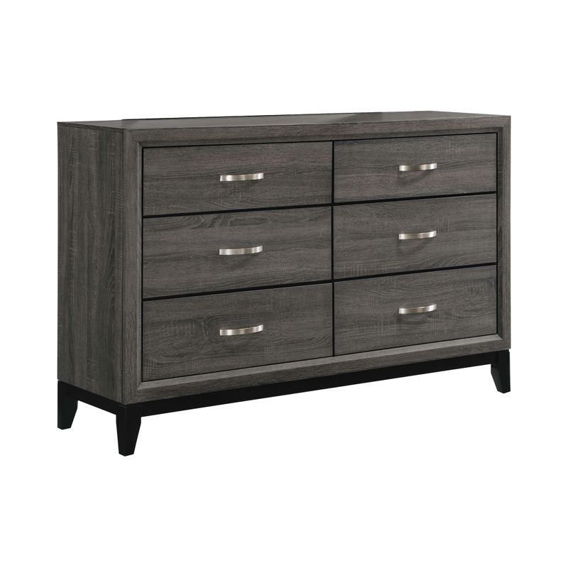 Watson 6-drawer Dresser Grey Oak and Black