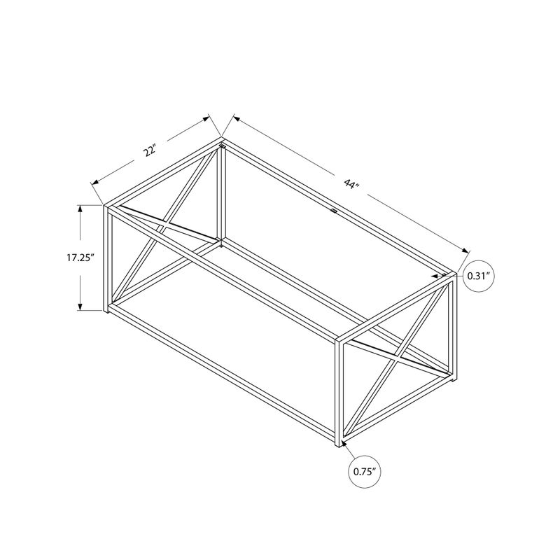 Coffee Table/ Accent/ Cocktail/ Rectangular/ Living Room/ 44"L/ Metal/ Tempered Glass/ Chrome/ Clear/ Contemporary/ Modern