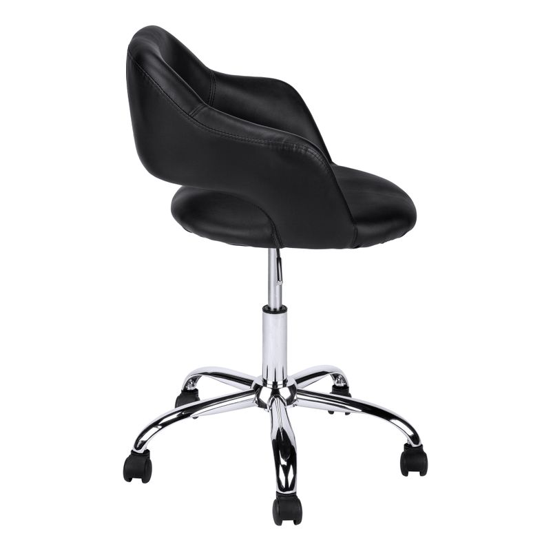 Office Chair/ Adjustable Height/ Swivel/ Ergonomic/ Armrests/ Computer Desk/ Work/ Metal/ Pu Leather Look/ Black/ Chrome/ Contemporary/ Mode