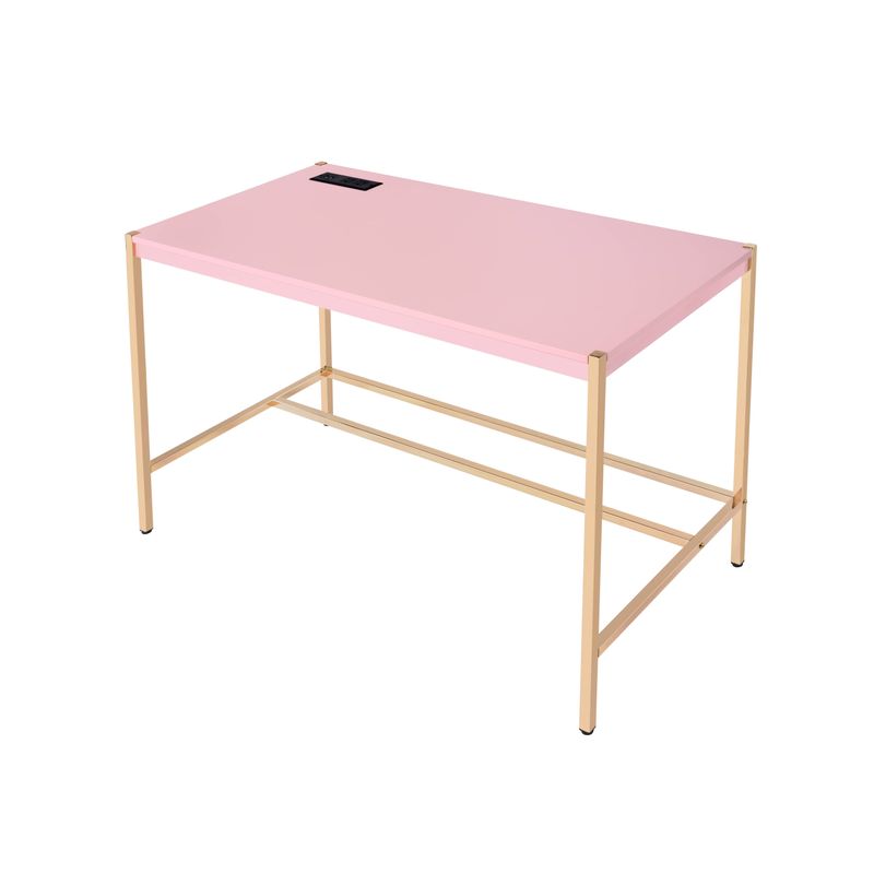 ACME Midriaks Writing Desk w/USB, Pink & Gold Finish