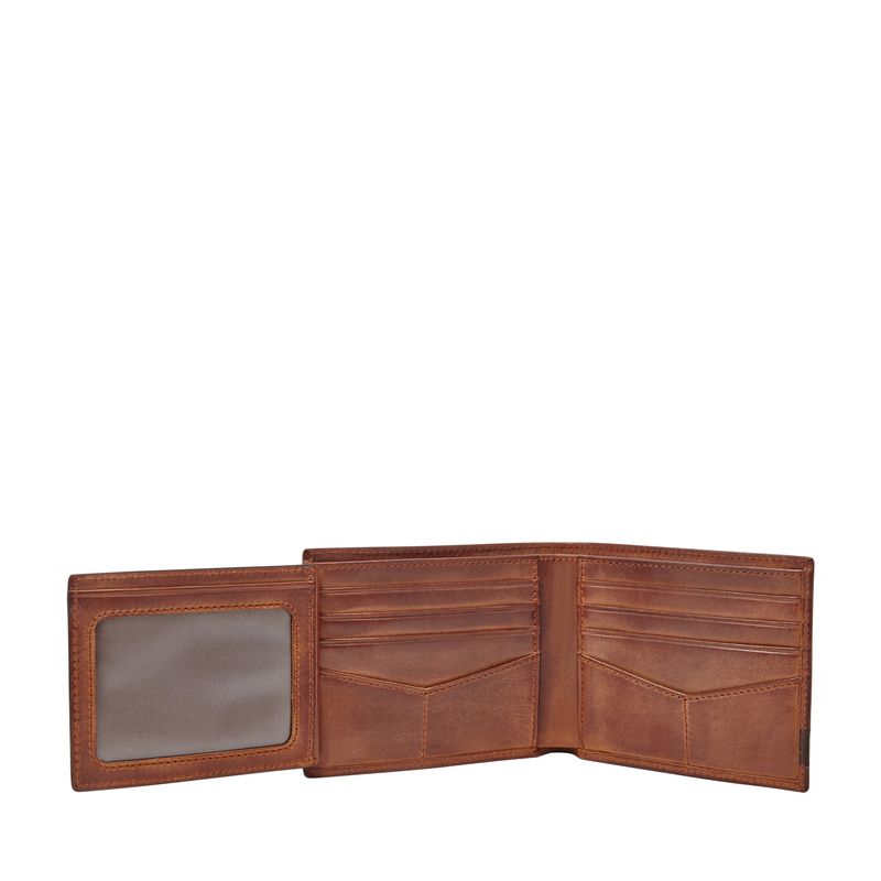 Quinn Mens Flip ID Bilfold Wallet Brown