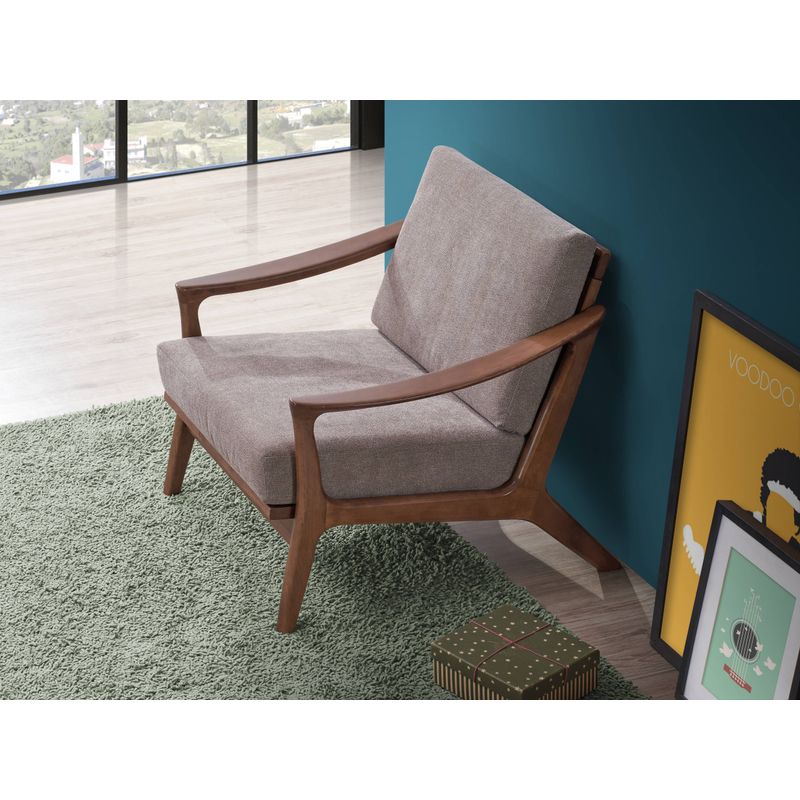ACME Lide Accent Chair, Light Brown Fabric & Brown Finish