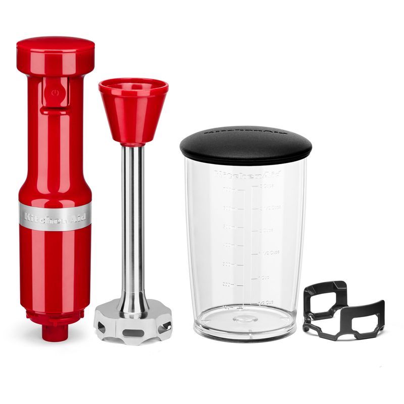 KitchenAid Corded Variable-Speed Immersion Blender in Empire Red with Blending Jar