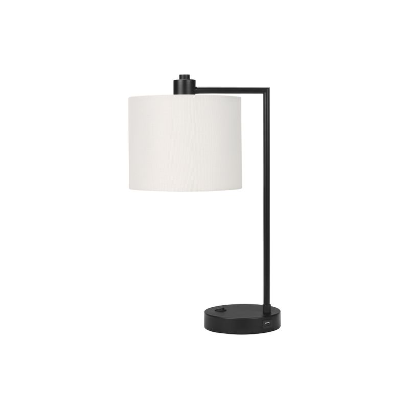 Lighting - 19"H Table Lamp Black Metal / Ivory Shade /USB