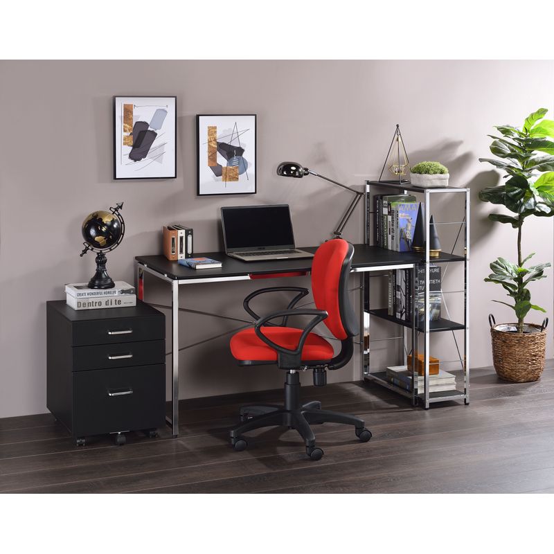 ACME Tennos Bookshelf, Black & Chrome Finish
