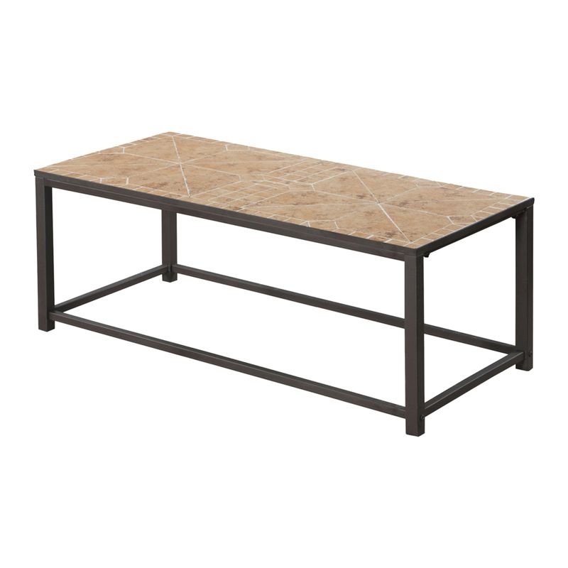 Coffee Table/ Accent/ Cocktail/ Rectangular/ Living Room/ 42" L/ Metal/ Tile/ Brown/ Transitional