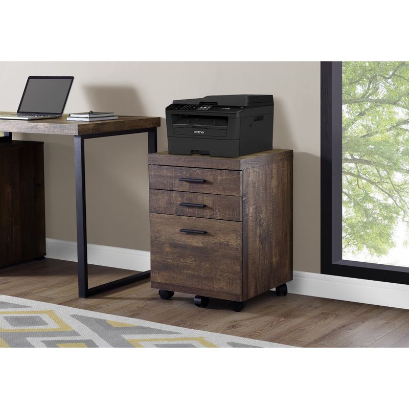 File Cabinet/ Rolling Mobile/ Storage Drawers/ Printer Stand/ Office/ Work/ Laminate/ Brown/ Contemporary/ Modern