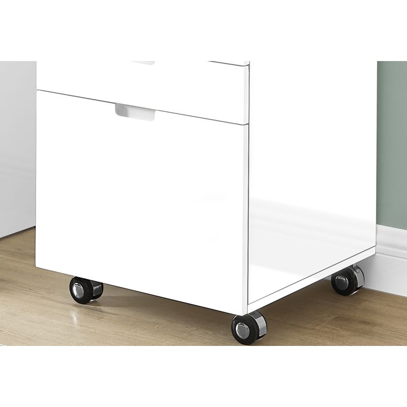 File Cabinet/ Rolling Mobile/ Storage Drawers/ Printer Stand/ Office/ Work/ Laminate/ Glossy White/ Contemporary/ Modern