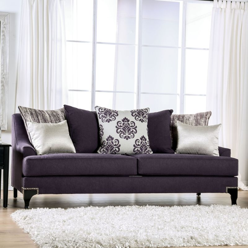 Transitional Chenille Sloped Arms 2-Piece Sofa Set