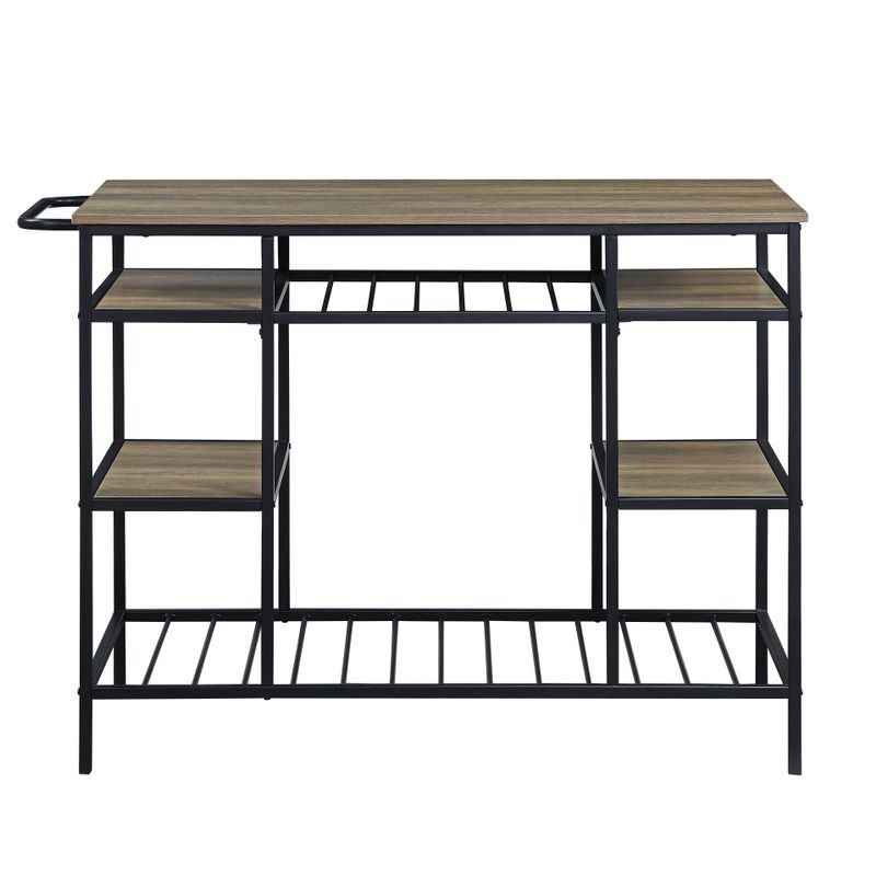 ACME Lona Kitchen Island, Rustic Oak & Black Finish