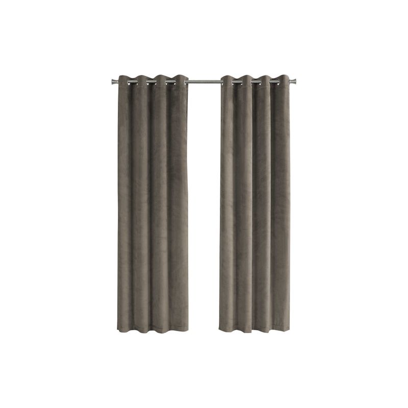 Curtain Panel/ 2pcs Set/ 54"W X 95"L/ Room Darkening/ Grommet/ Living Room/ Bedroom/ Kitchen/ Velvet/ Polyester/ Beige/ Contemporary/ Modern