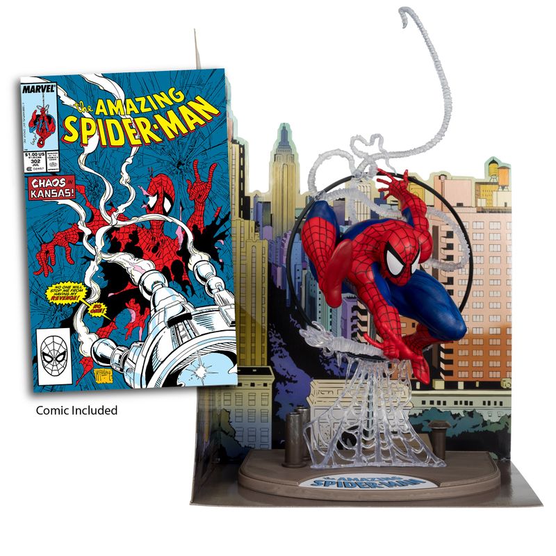 McFarlane Toys - Marvel Spider-Man 1:6th Scale 11.7" Posed Figure with Scene & Comic (Based on The Amazing Spider-Man #301)