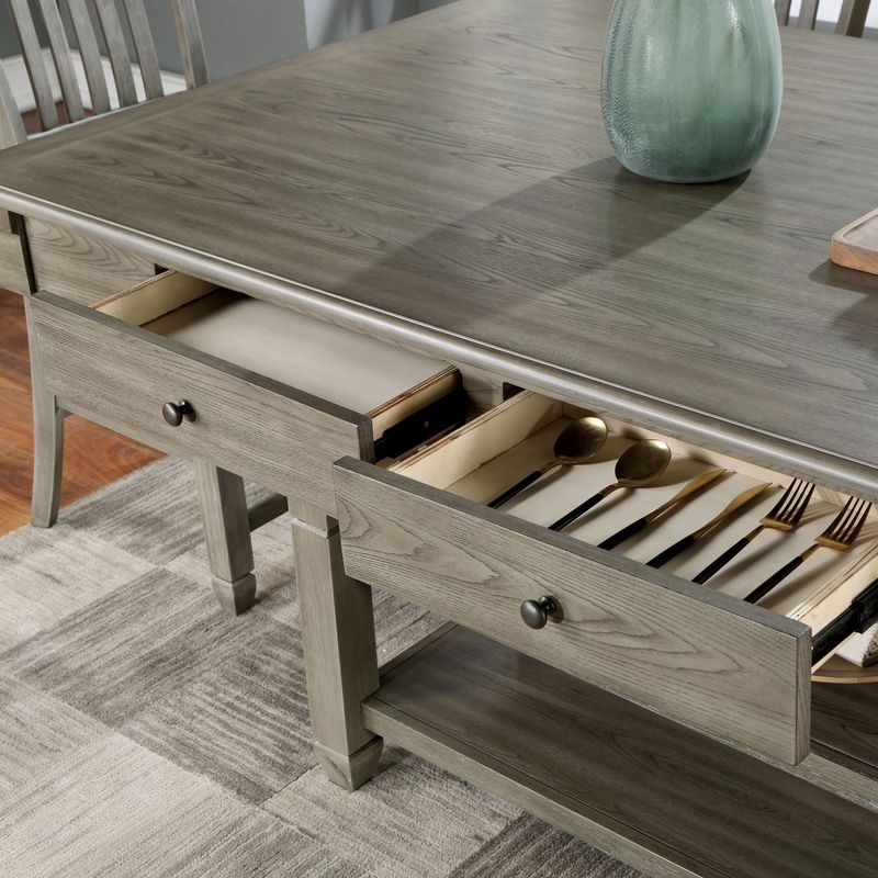 Transitional Gray Wood Top Counter Height Dining Table