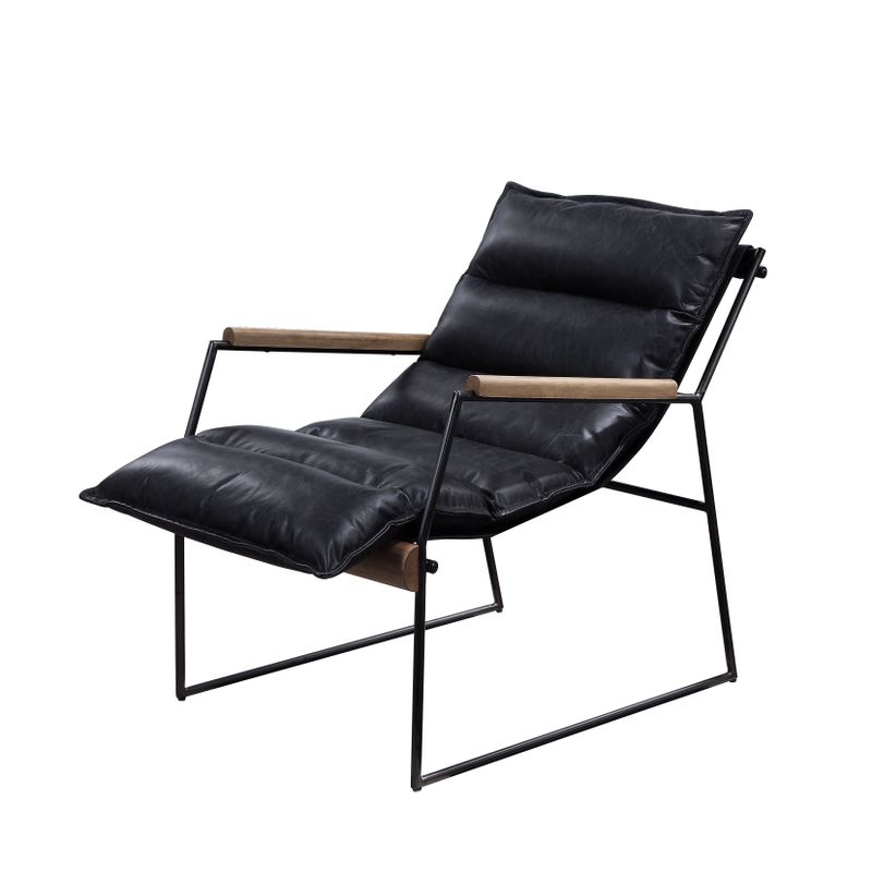 ACME Luberzo Accent Chair, Distress Espresso Top Grain Leather & Matt Iron Finish