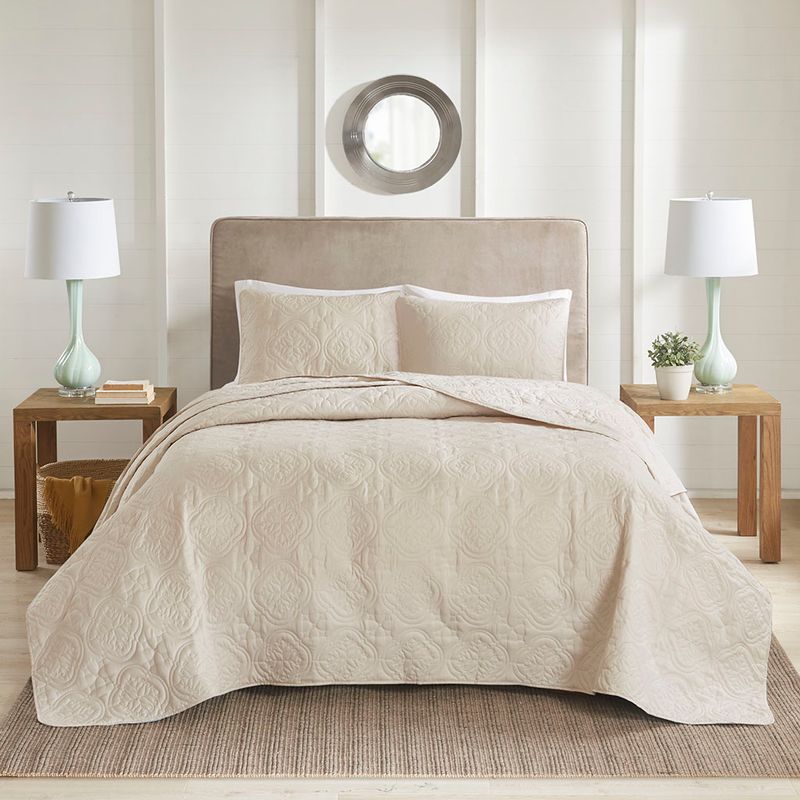 Cream Oakley 3 Piece Reversible Bedspread Set King/Cal King