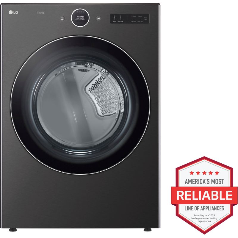 LG - 7.4 Cu. Ft. Stackable Smart Electric Dryer with TurboSteam - Black Steel