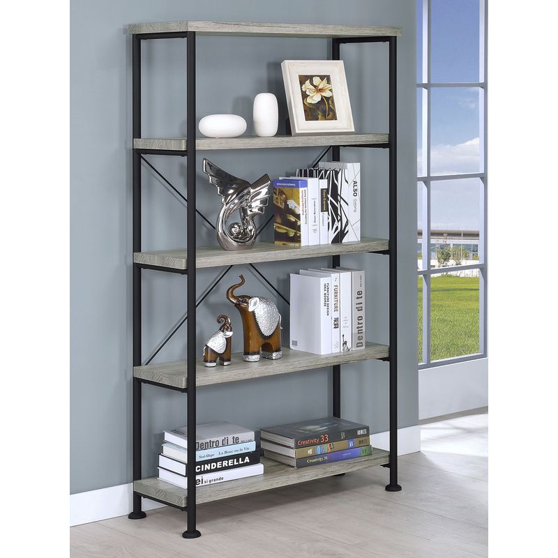 Analiese 4-shelf Bookcase Grey Driftwood