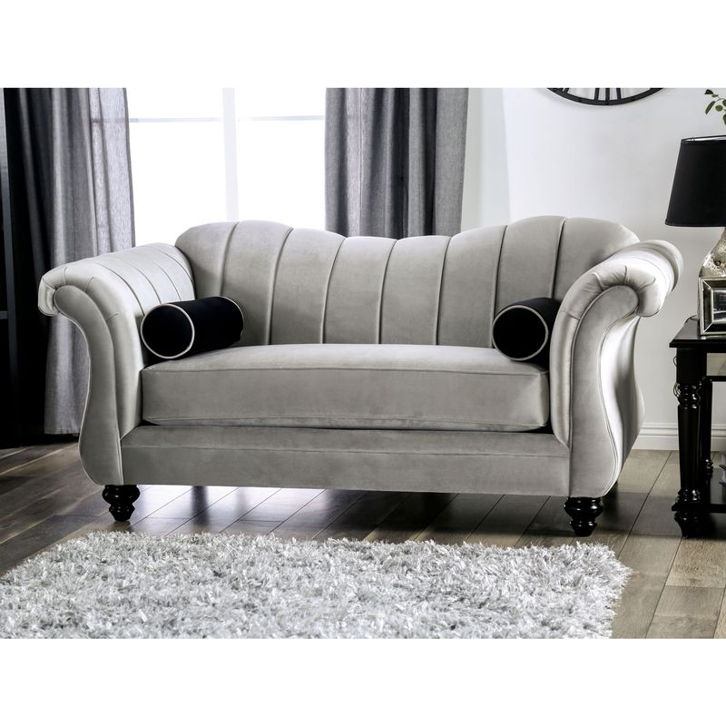 Glam Grey Chenille 2-Piece Sofa Set