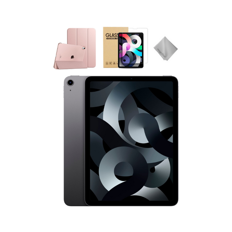 Apple - 10.9-Inch iPad Air - Latest Model - (5th Generation) with Wi-Fi - 256GB - Space Gray With Rose Gold Case Bundle