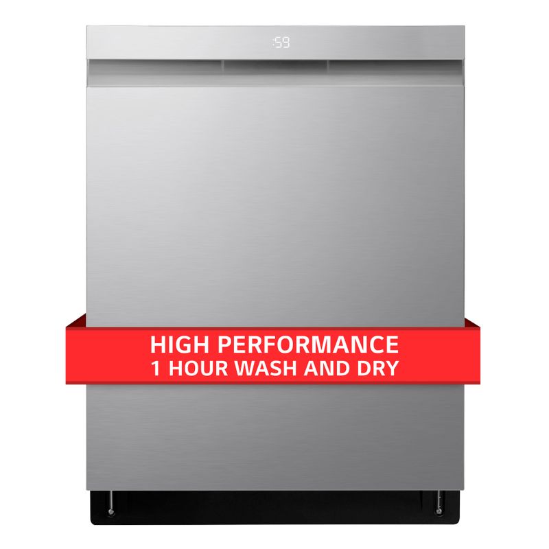 LG - 24" Top Control Smart Built-In Stainless Steel Tub Dishwasher with 3rd Rack, QuadWash Pro and 42dba - PrintProof Stainless steel