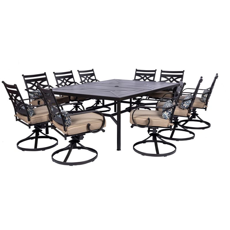 Montclair 11pc: 10 Swivel Rockers, 60"x84" Rectangle Dining Table