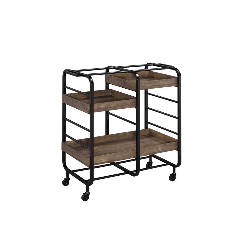 ACME Vorrik Serving Cart, Black & Walnut