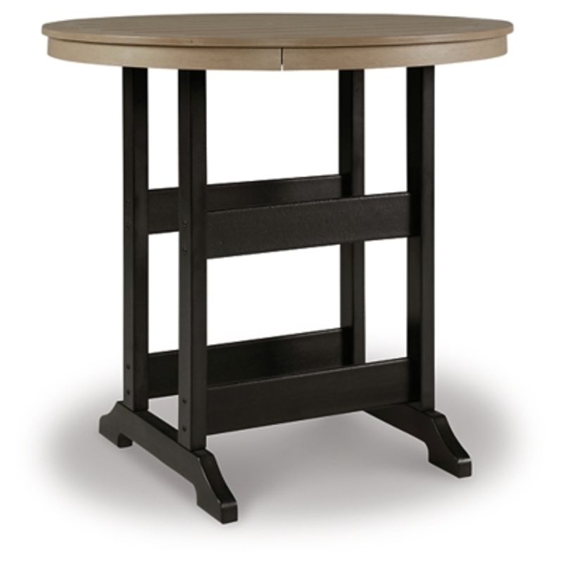 Black/Driftwood Fairen Trail Round Bar Table w/Umbrella Option