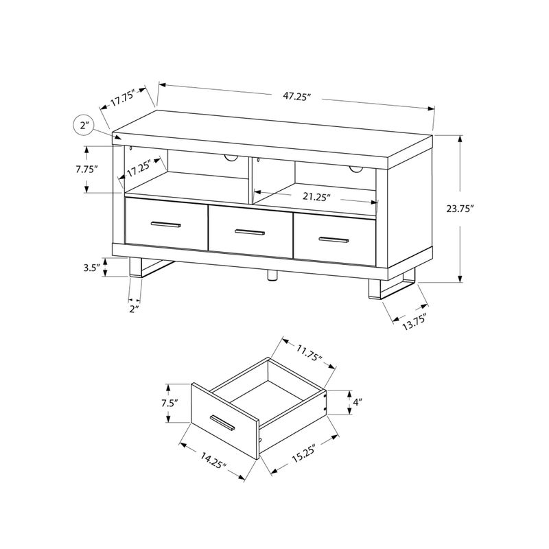 TV Stand/ 48 Inch/ Console/ Media Entertainment Center/ Storage Cabinet/ Living Room/ Bedroom/ Laminate/ Brown/ Contemporary/ Modern