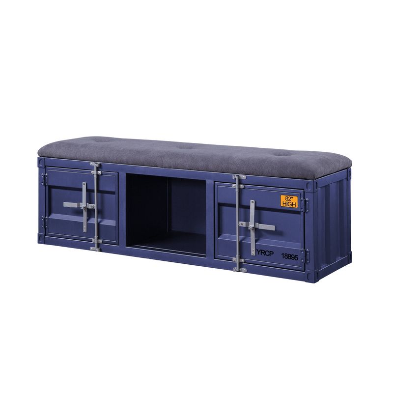 ACME Cargo Bench w/Storage, Gray Fabric & Blue