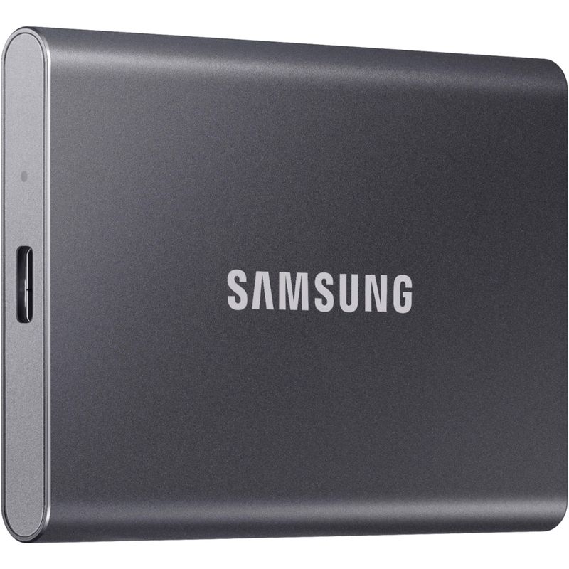 Samsung - T7 1TB External USB 3.2 Gen 2 Portable SSD with Hardware Encryption - Titan Gray