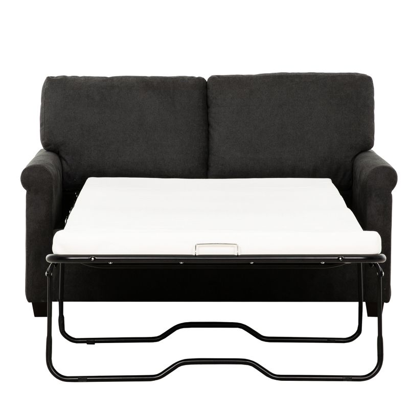 Kensington Charcoal 54 in. Convertible Twin Sleeper Sofa with USB Ports