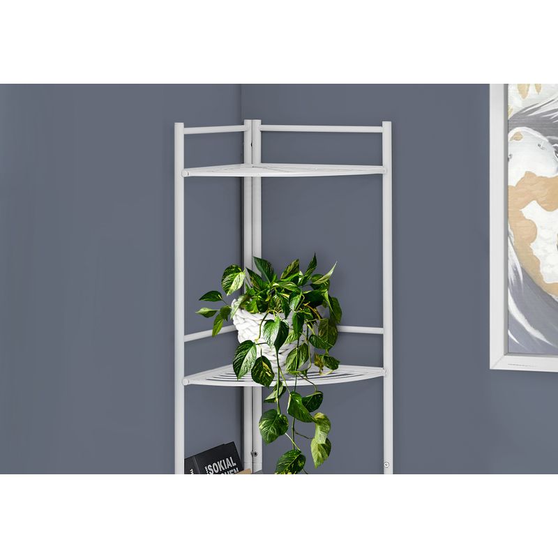 Bookshelf/ Bookcase/ Etagere/ Corner/ 3 Tier/ 58"H/ Office/ Bedroom/ Metal/ White/ Contemporary/ Modern