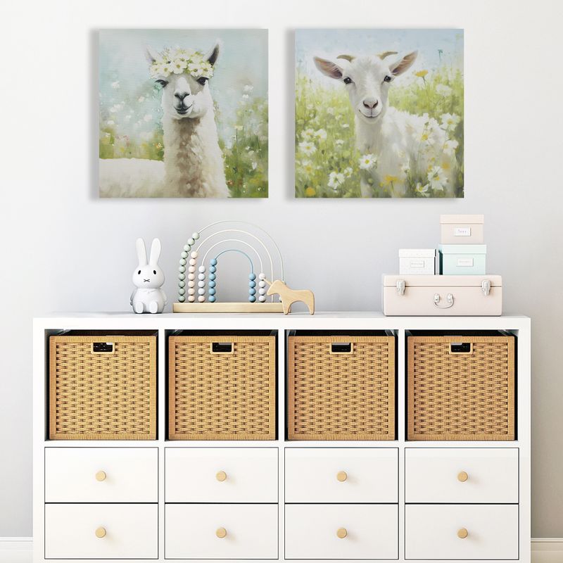 Goat/Green Multi Sunshine Animals Goat Canvas Wall Art See below