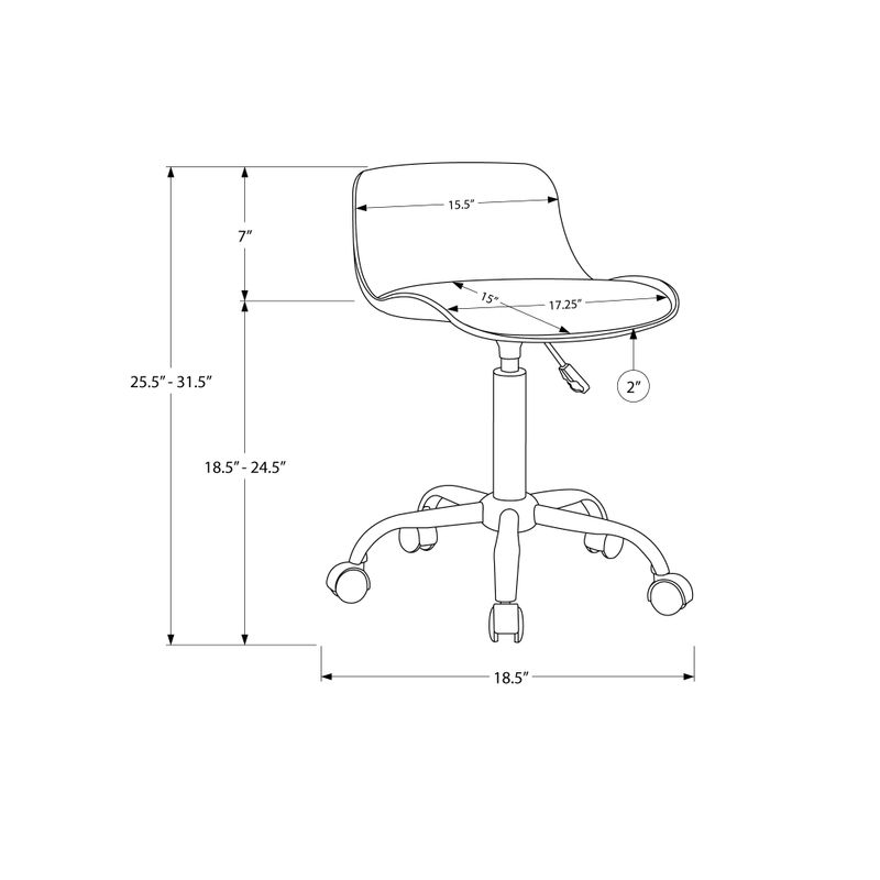 Office Chair/ Adjustable Height/ Swivel/ Ergonomic/ Computer Desk/ Work/ Juvenile/ Metal/ Pu Leather Look/ White/ Contemporary/ Modern