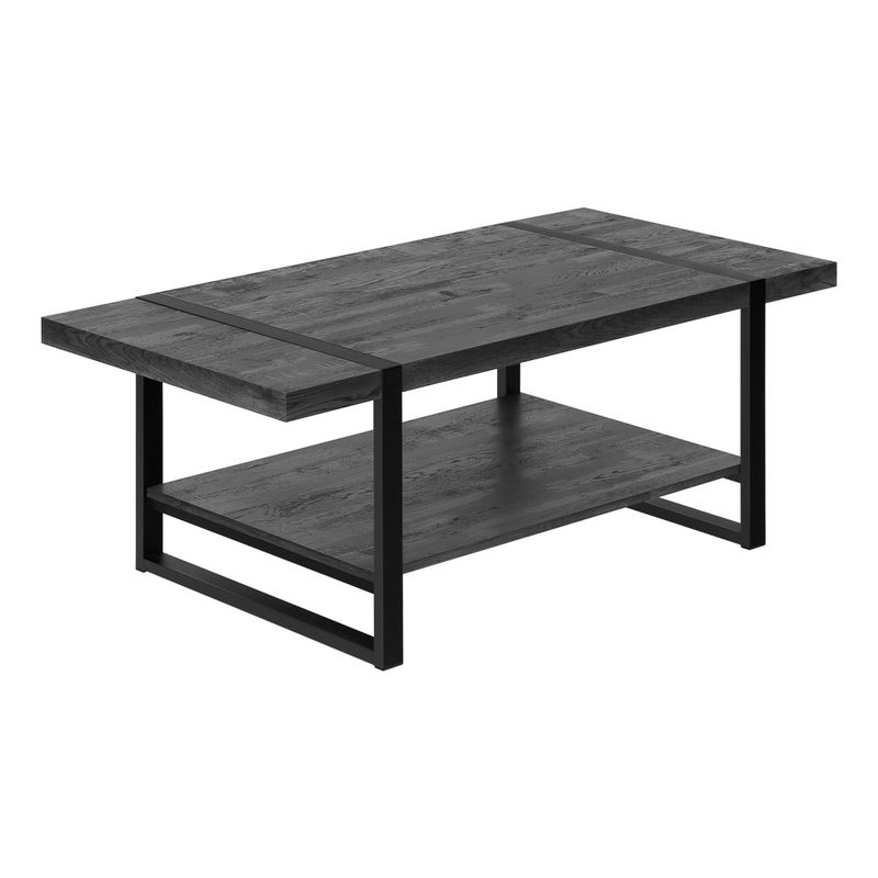 Coffee Table/ Accent/ Cocktail/ Rectangular/ Living Room/ 48"L/ Metal/ Laminate/ Black/ Contemporary/ Modern