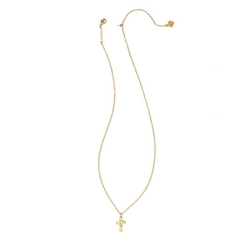 Kendra Scott Cross Pendant Necklace (Gold Metal)