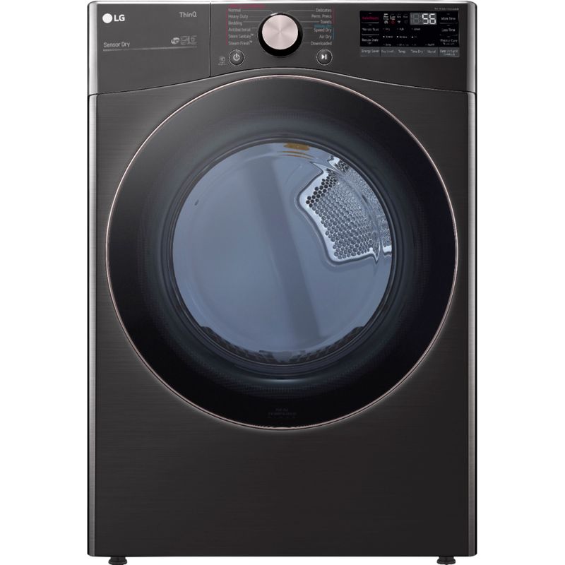 LG - 7.4 Cu. Ft. Stackable Smart Electric Dryer with Steam and Built-In Intelligence - Black Steel