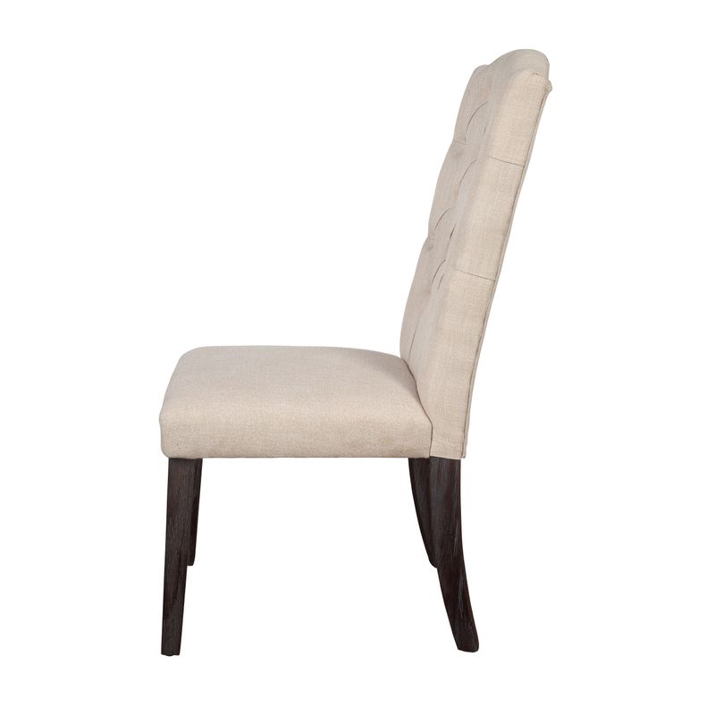 ACME Gerardo Side Chair (Set-2), Beige Linen & Weathered Espresso