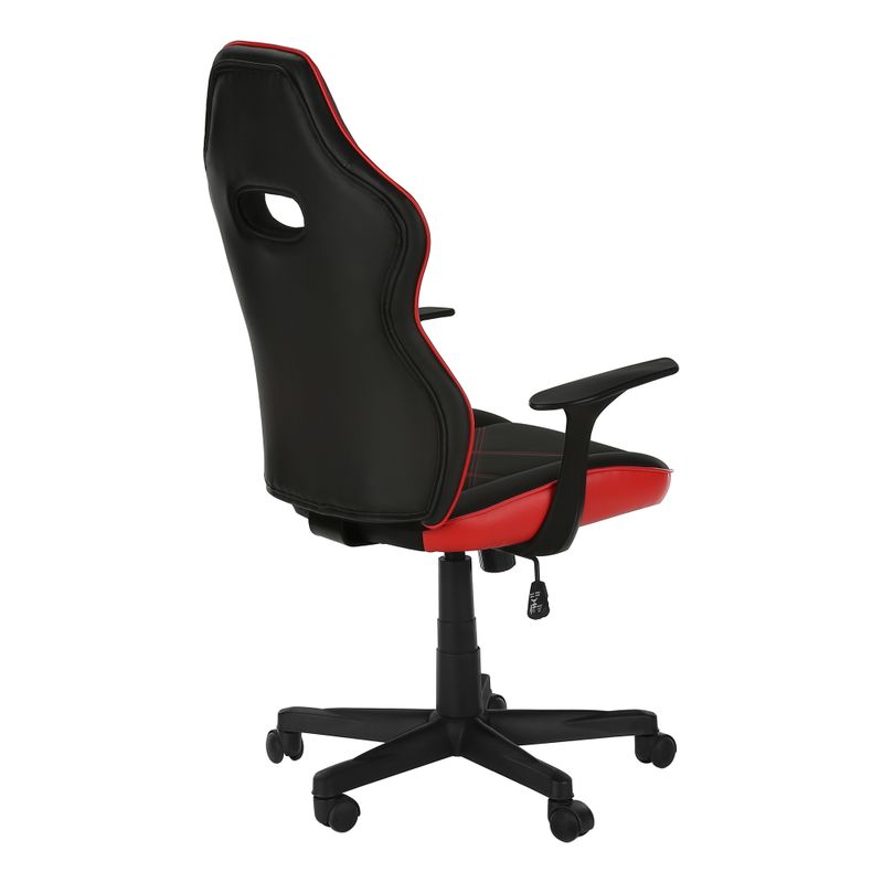 Office Chair/ Gaming/ Adjustable Height/ Swivel/ Ergonomic/ Armrests/ Computer Desk/ Work/ Pu Leather Look/ Metal/ Red/ Black/ Contemporary/