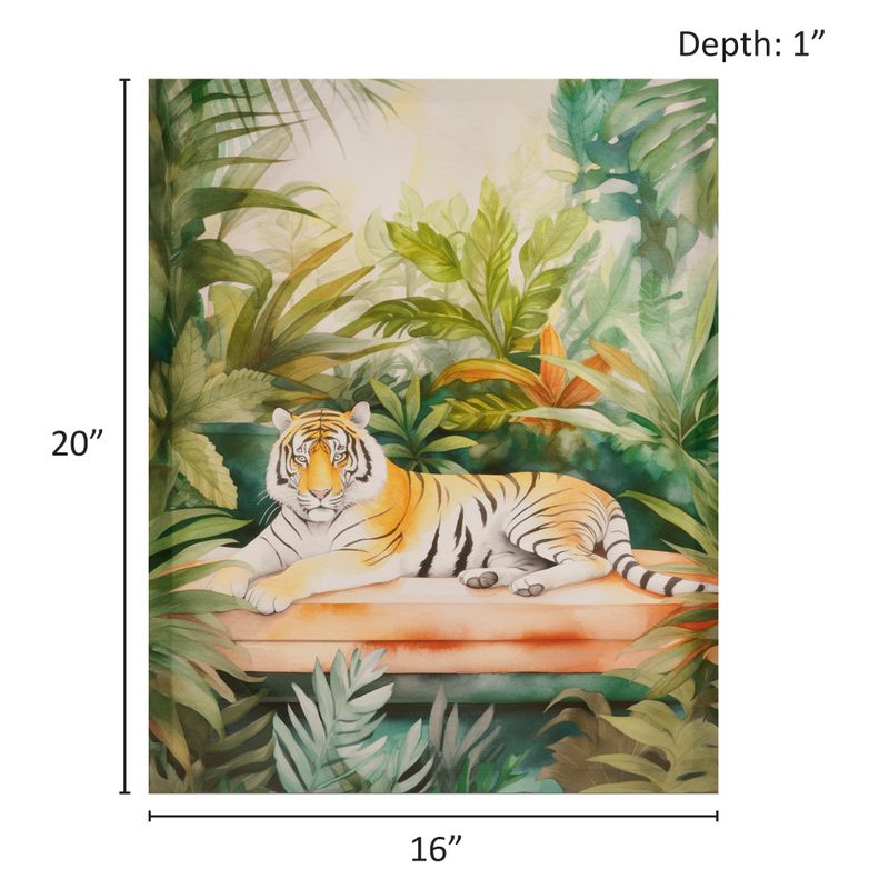 Tiger Green Multi Jungle Feline Jungle Tiger Canvas Wall Art See below