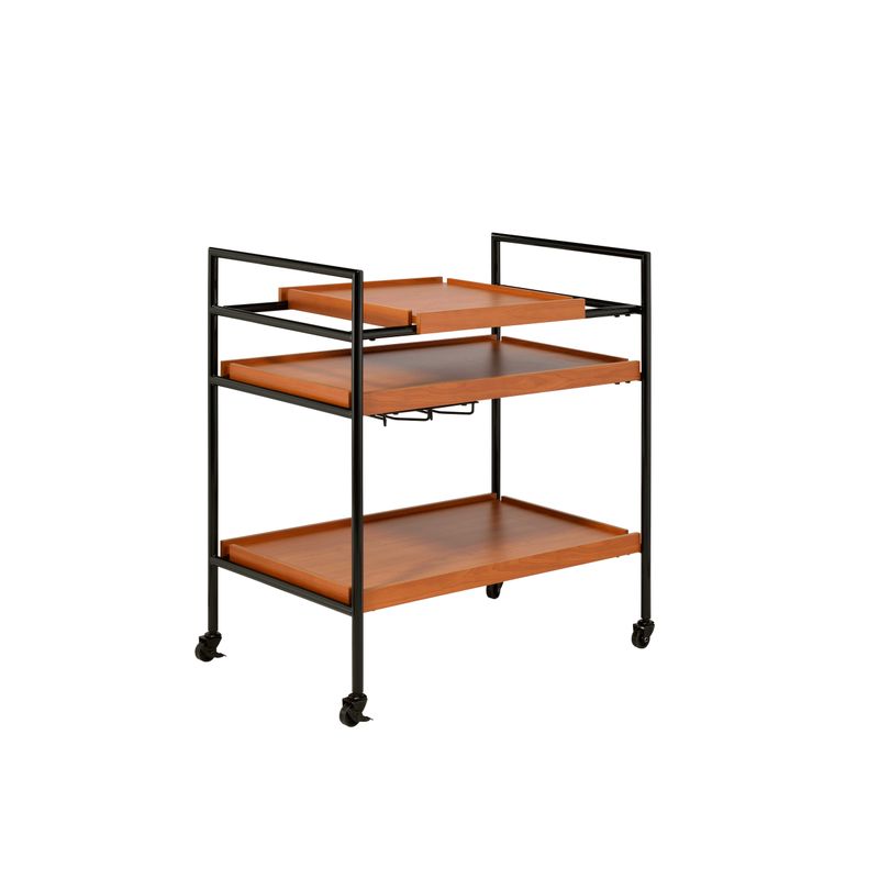 ACME Oaken Serving Cart, Honey Oak & Black