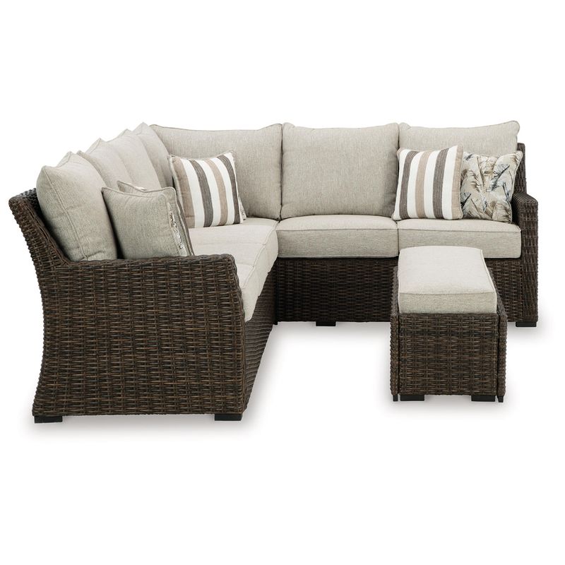 Brook Ranch Outdoor Sofa Sectional/Bench with Cushion (Set of 3)