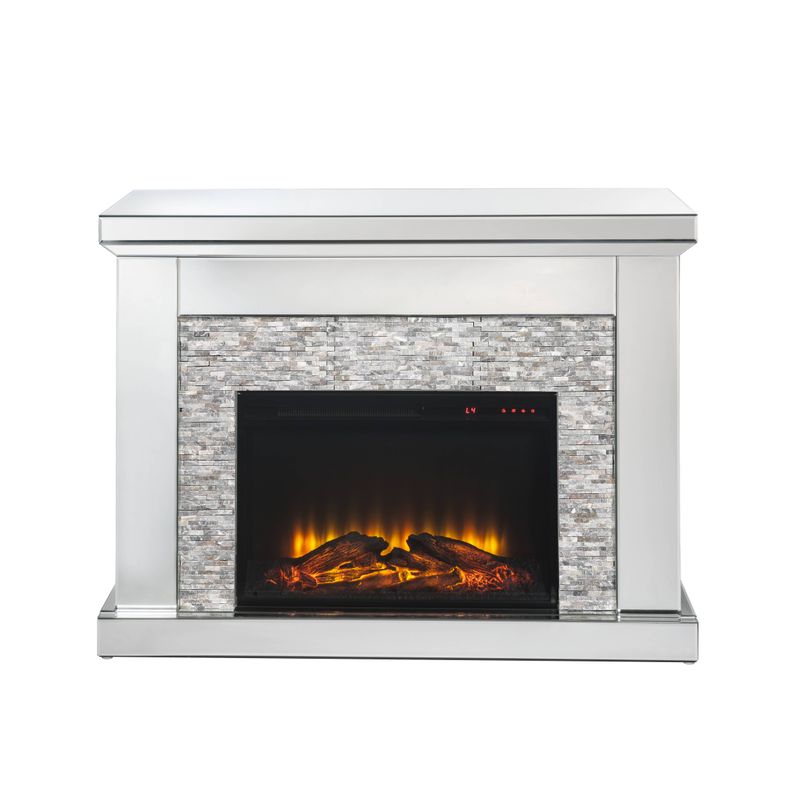 ACME Laksha Fireplace, Mirrored & Stone