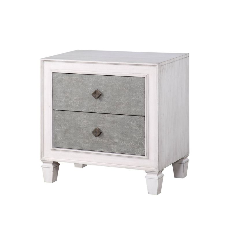 ACME Katia Nightstand, Rustic Gray & Weathered White Finish