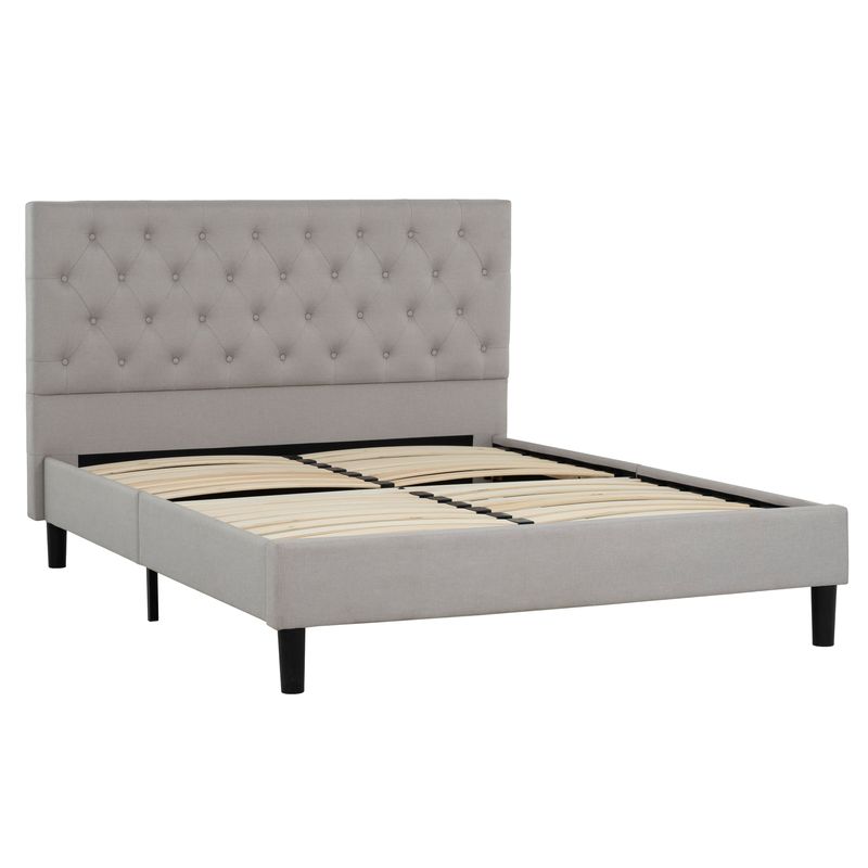 Ellie Queen Grey Upholstered Platform Bed